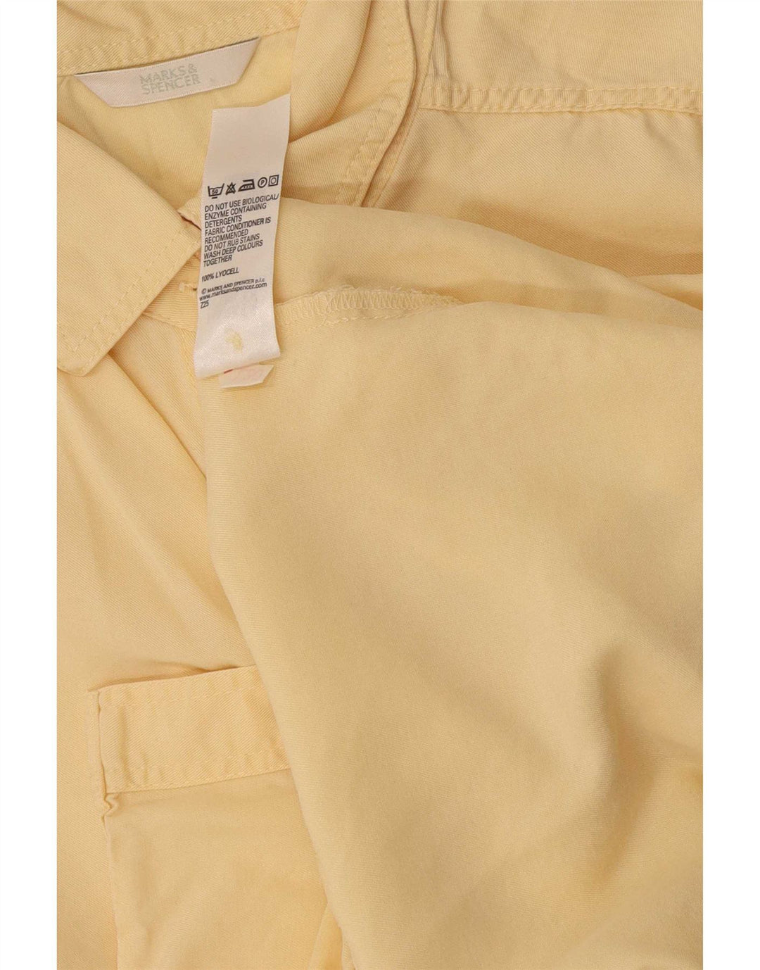 Marks & Spencer kortærmet skjorte til kvinder UK 10 Small Yellow Lyocell
