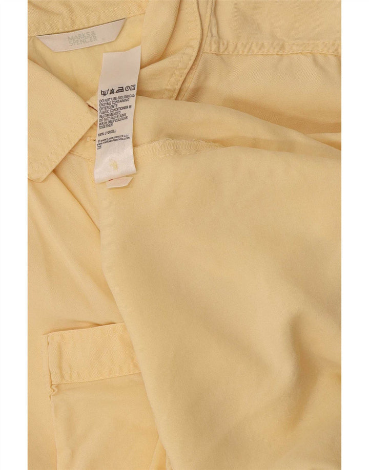 Marks & Spencer kortærmet skjorte til kvinder UK 10 Small Yellow Lyocell