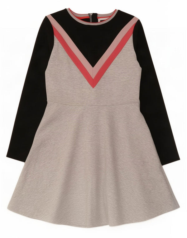 Marks & Spencer Girls Langærmet A-line kjole 14-15 år Grå Colourblock