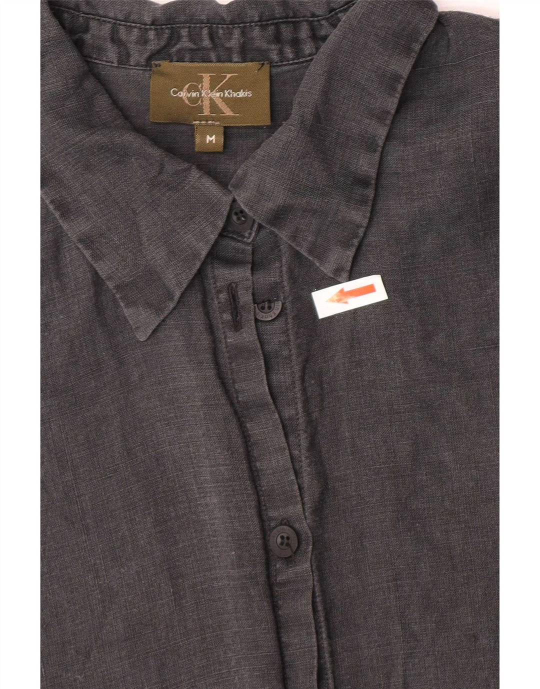 Calvin Klein Kvinder Khakis Shirt UK 12 Medium Grey Linen