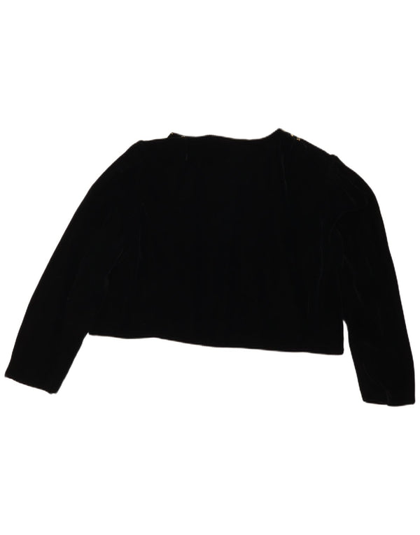 Rose Dirdnl Womens Open Velvet Bolero Jacket EU 46 XL Black Floral Viscose