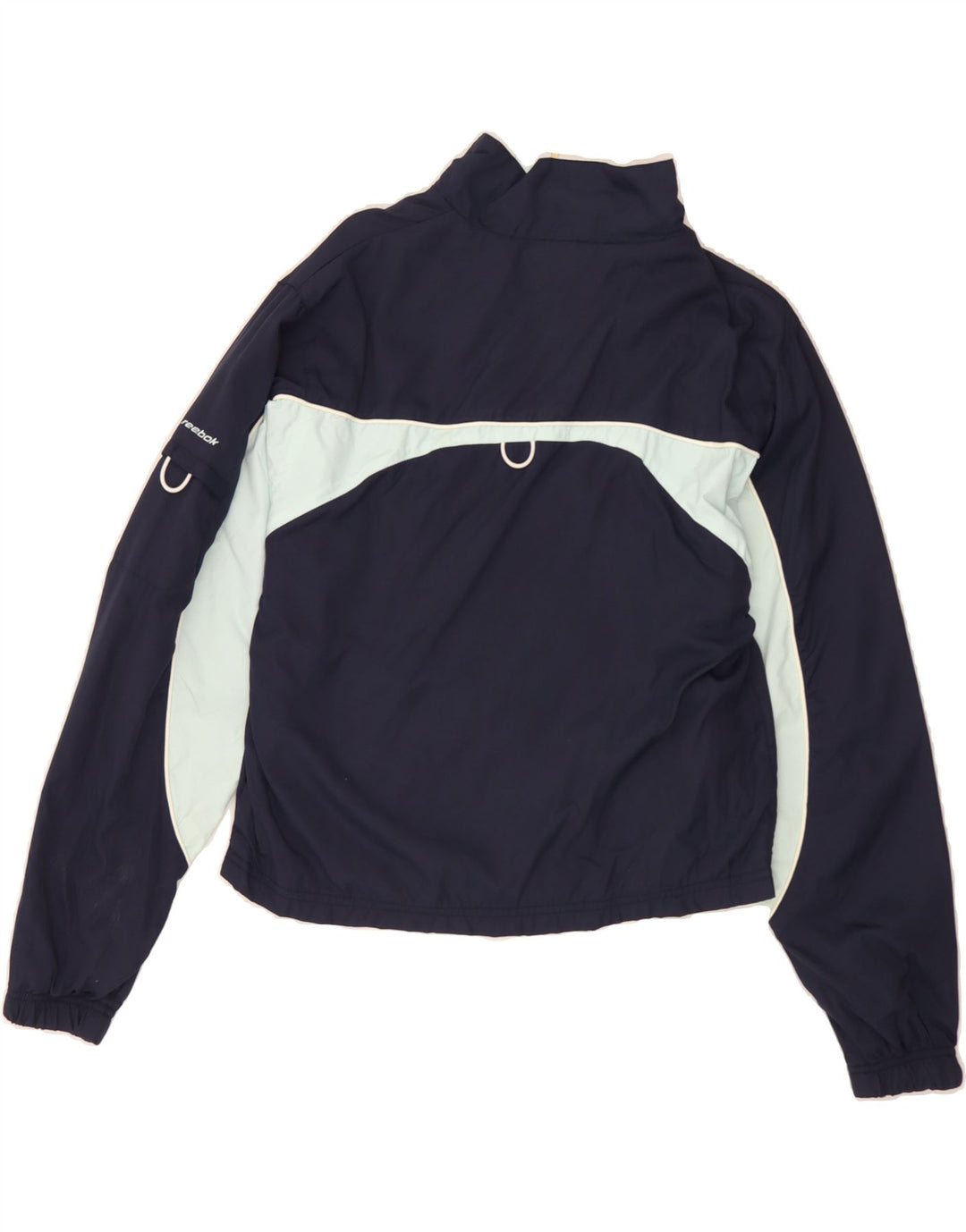 REEBOK Womens Tracksuit Top Jacket UK 12 Medium Navy Blue Colourblock Vintage Reebok and Second-Hand Reebok from Messina Hembry 