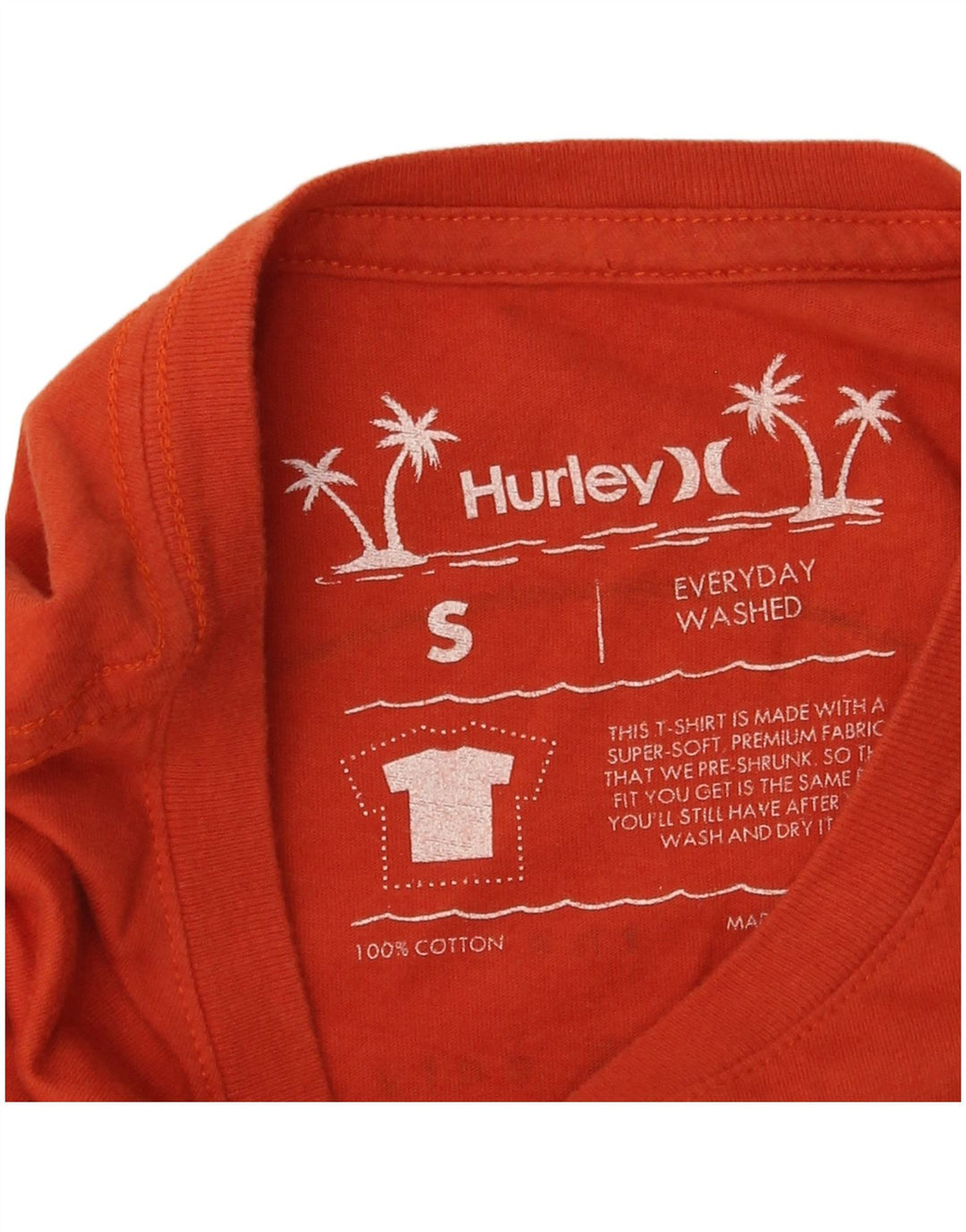 HURLEY Herre grafisk T-shirt Top Lille Orange Bomuld