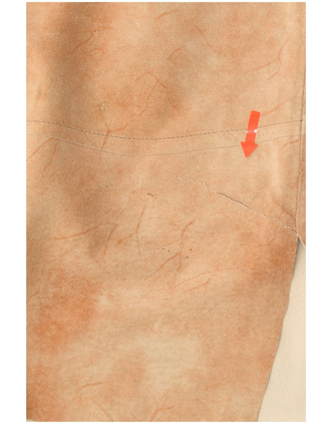 HELLINE kvinders asymmetrisk nederdel UK 14 Large W30 Beige Tie Dye Læder