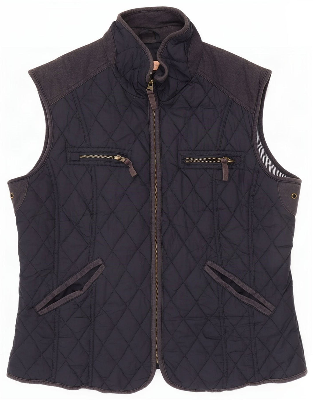 John Lewis Dame Quilted Gilet UK 16 Large Navy Blue Polyester