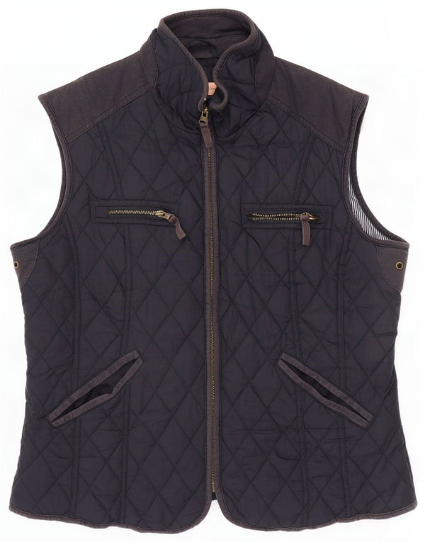 John Lewis Dame Quilted Gilet UK 16 Large Navy Blue Polyester