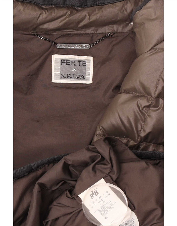 Perte by Krizia Dame Polstret Jakke UK 22 3XL Brun Polyamid