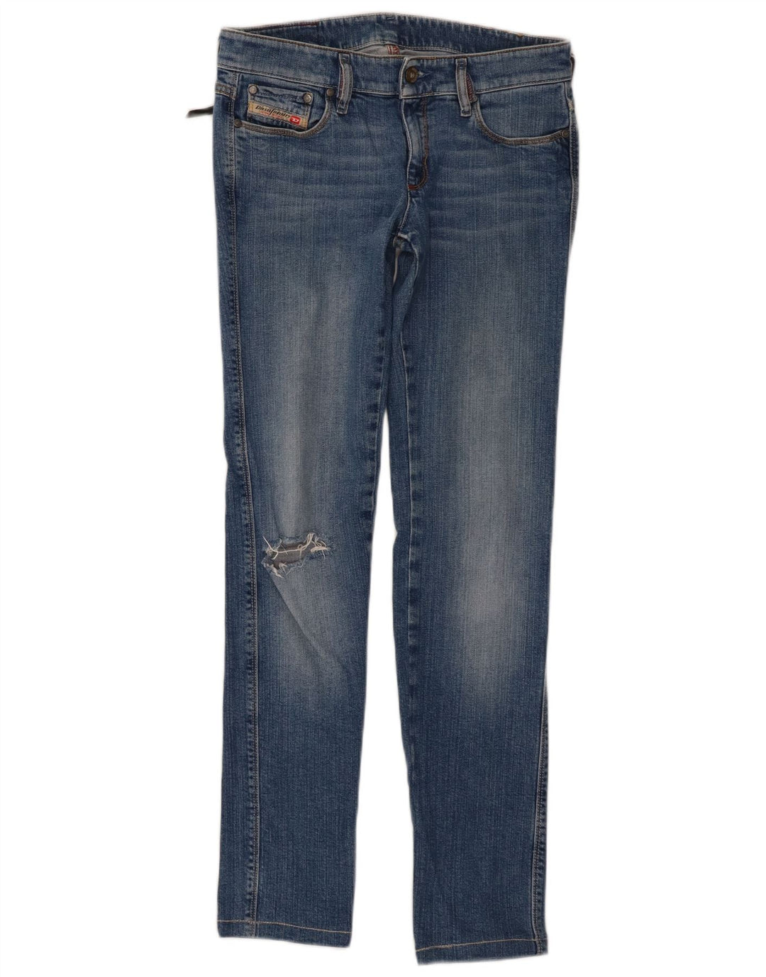 Diesel Dame Distressed Slim Jeans W27 L31 Blå Bomuld