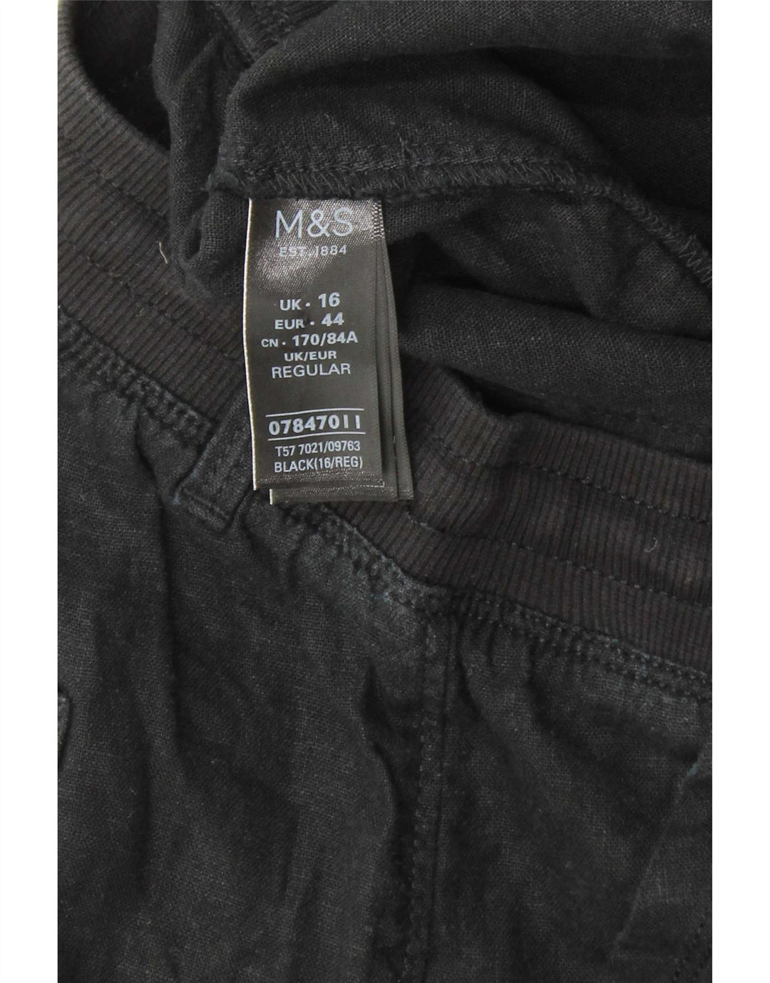 Marks & Spencer Regular Bukser til kvinder UK 16 Large W34 L30 Sort Bomuld