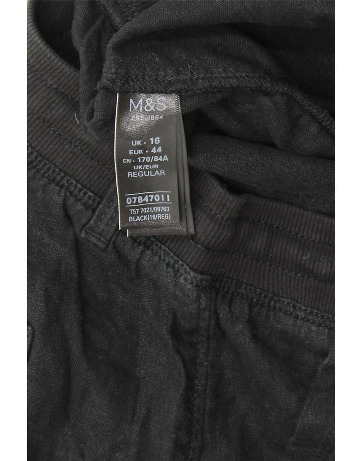 Marks & Spencer Regular Bukser til kvinder UK 16 Large W34 L30 Sort Bomuld