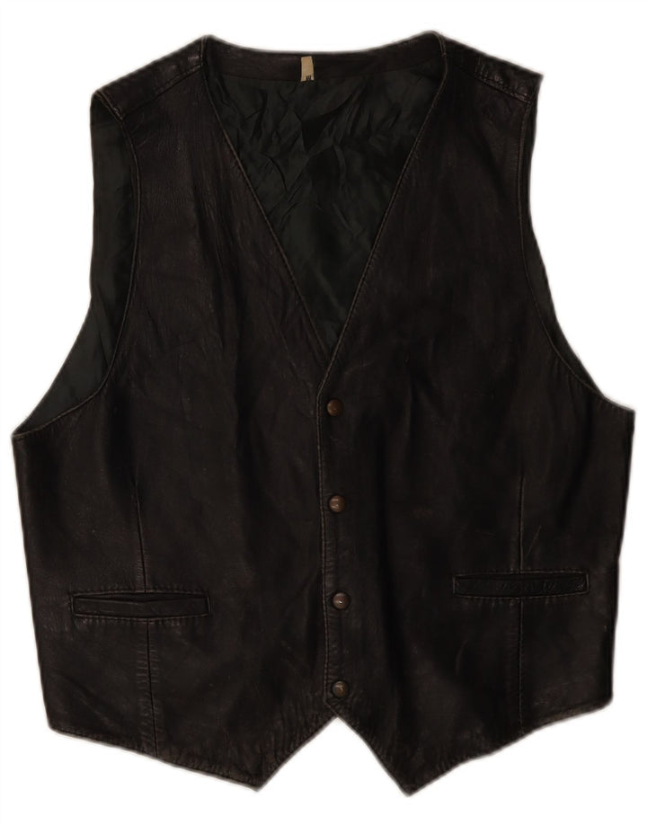 Vintage herre lædervest medium sort