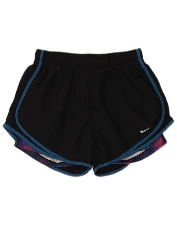 Nike Dame Dri Fit Sport Shorts UK 14 Large Black Polyester