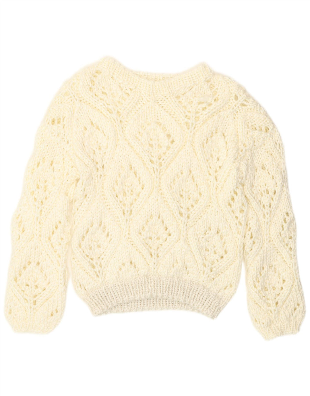 Vintage Dame se Gennem Boat Neck Jumper Sweater UK 12 Medium Off White