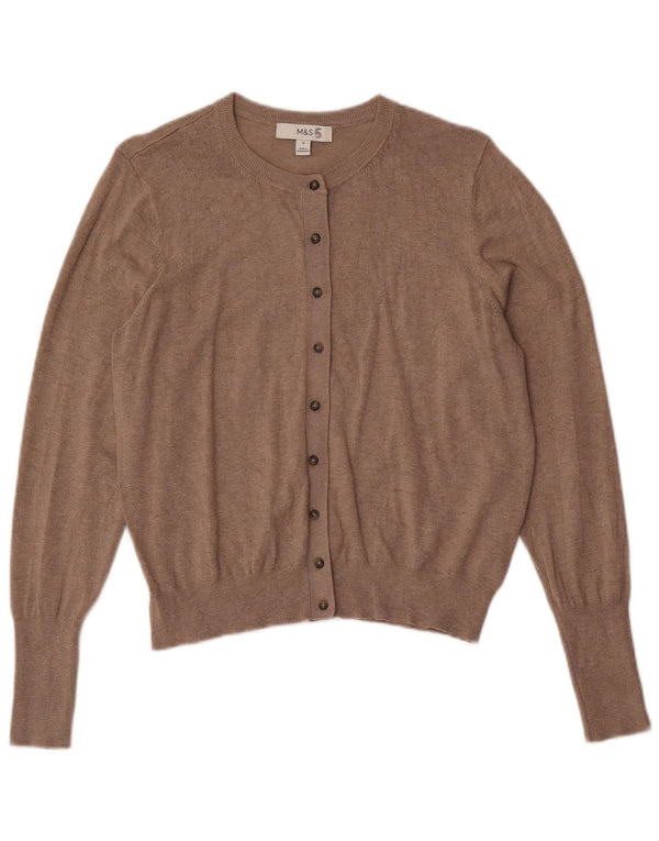 Marks & Spencer Womens Crop Cardigan Sweater UK 16 Large Brown Viscose