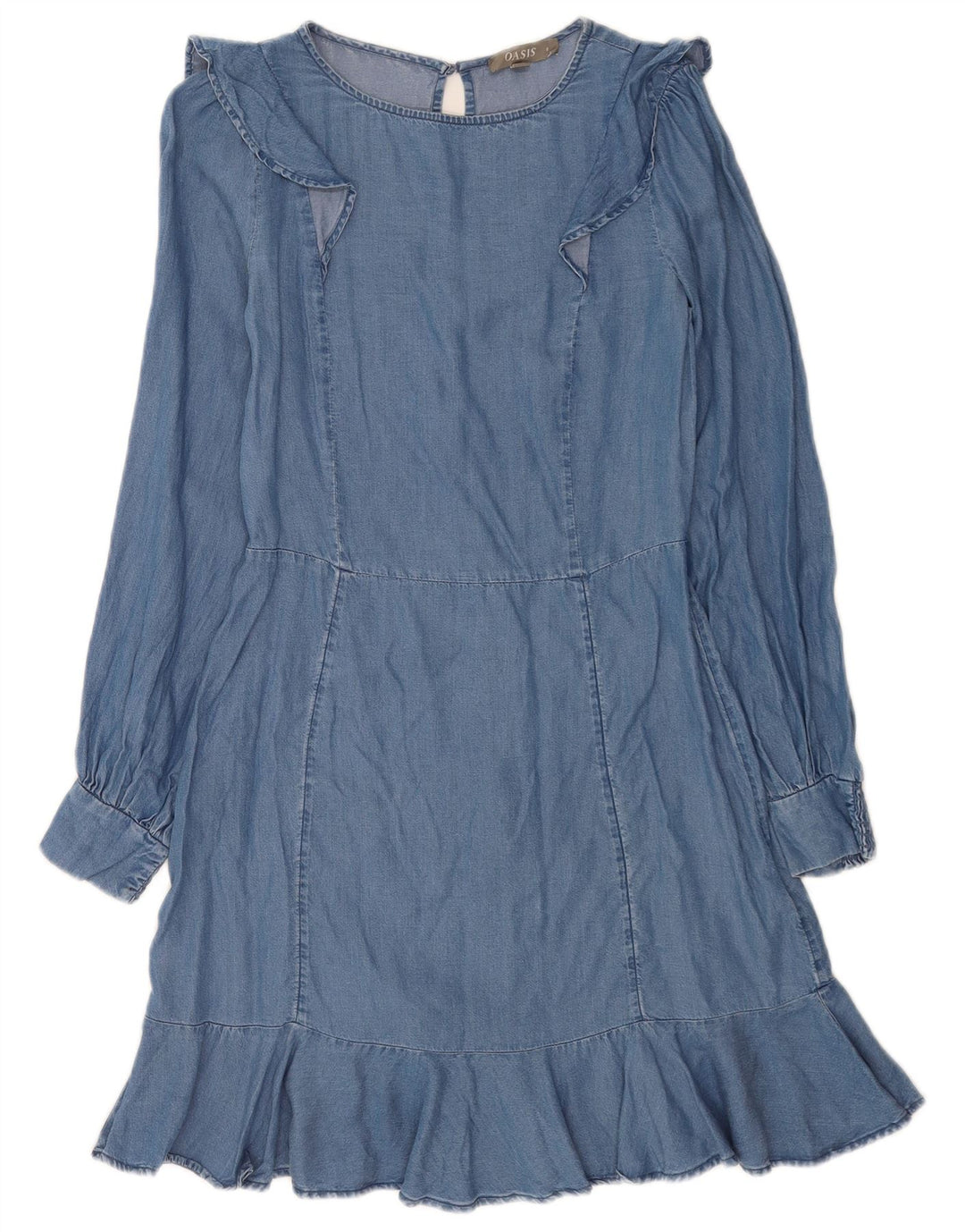 Oasis Dame Denim Kjole UK 8 Lille Blå Lyocell