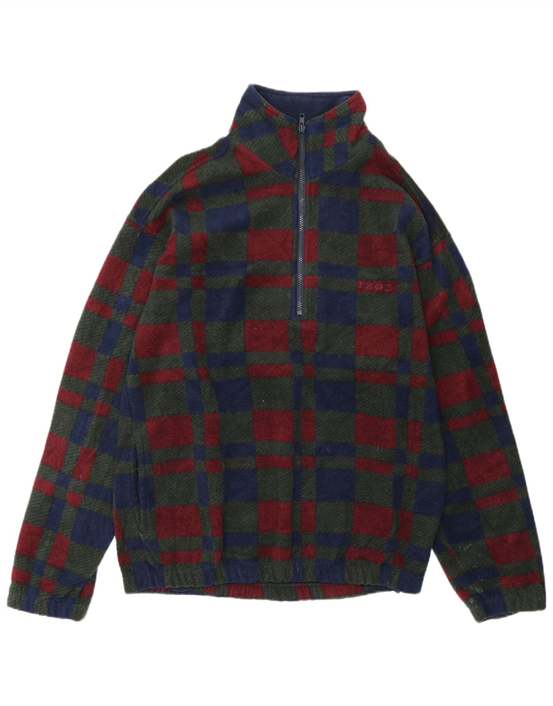 IZOD Fleece Jumper med lynlås til mænd Lille flerfarvet ternet polyester