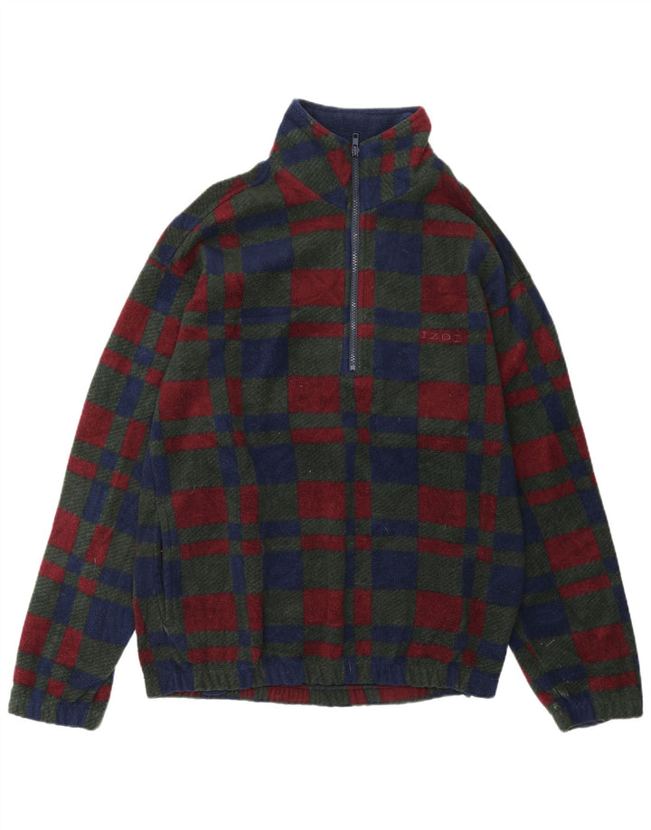 IZOD Fleece Jumper med lynlås til mænd Lille flerfarvet ternet polyester