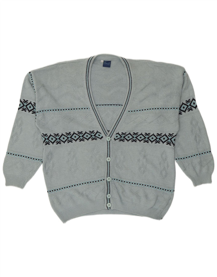 Mr. Forrest Herre Cardigan Sweater XL Blå Geometrisk Bomuld