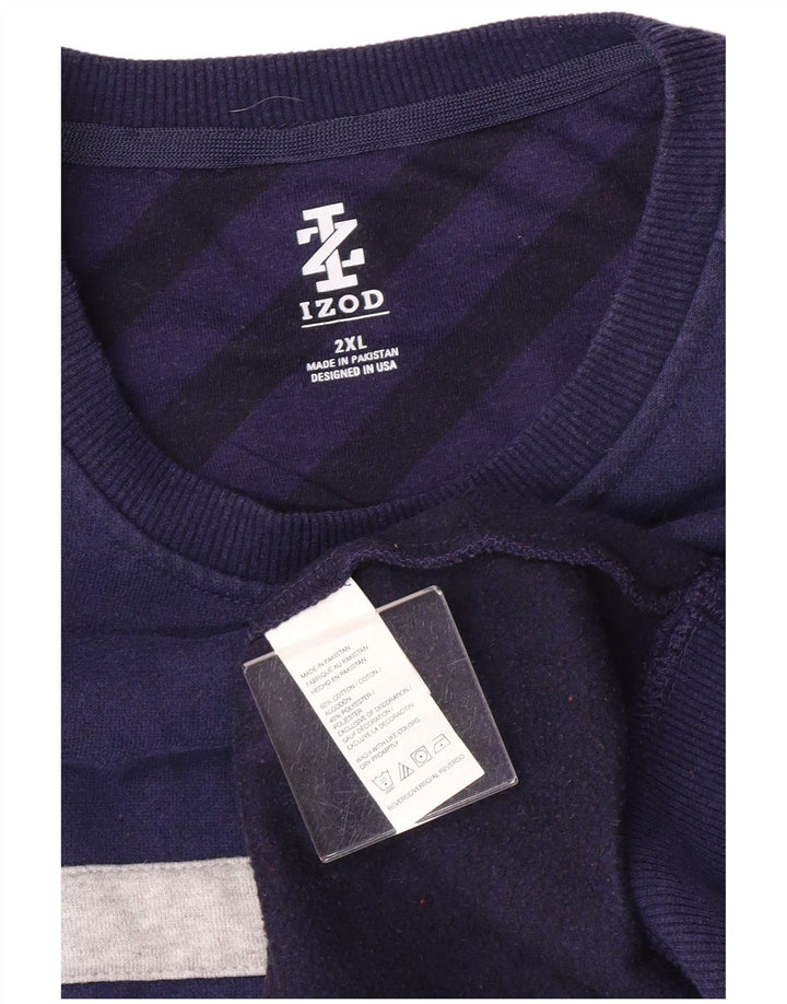 Izod Herre Sweatshirt Jumper 2XL Navyblå stribet bomuld