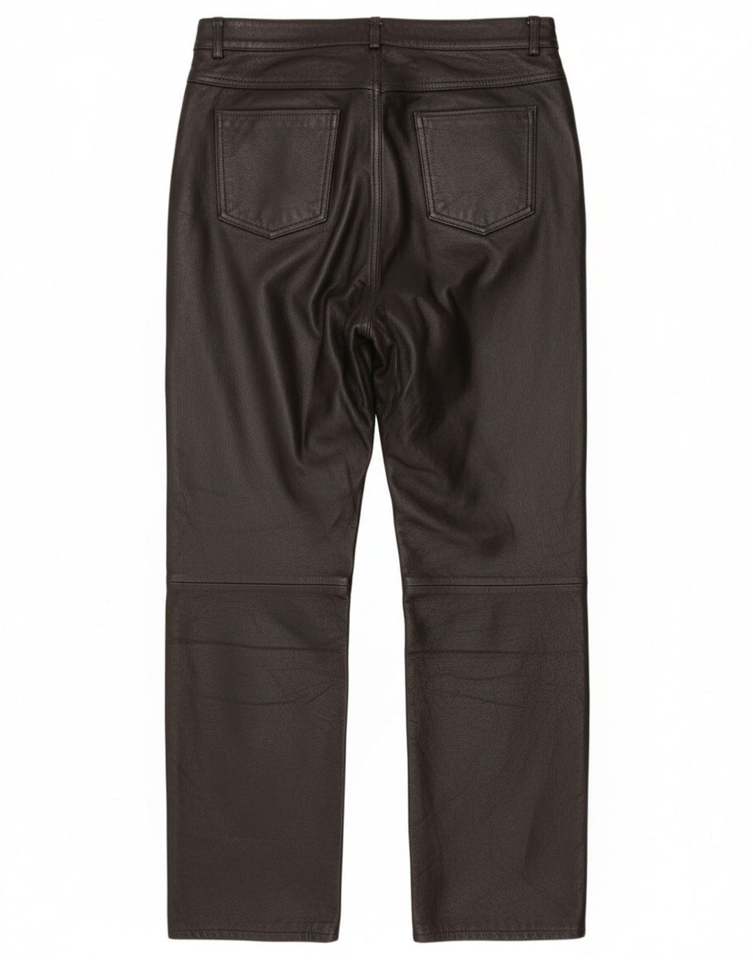 Vintage lige læderbukser til kvinder IT 46 Large W34 L30 sort læder