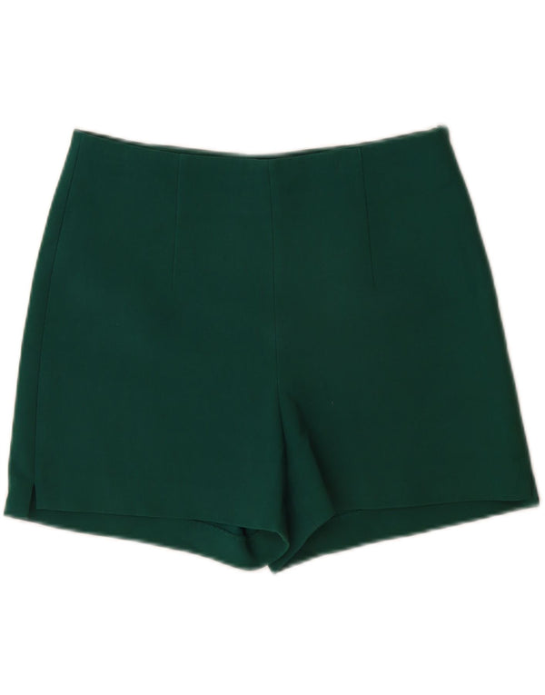 Zara Dame Højtalje Casual Shorts Medium W28 Grøn Polyester