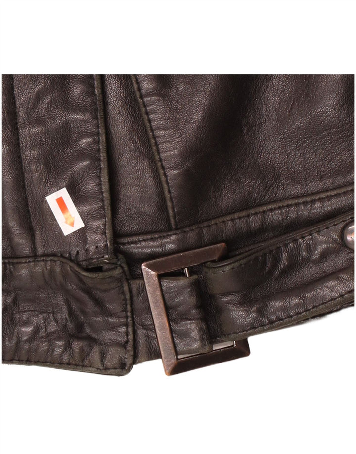 Vintage Dame Læderjakke IT 44 Medium Sort Læder Biker