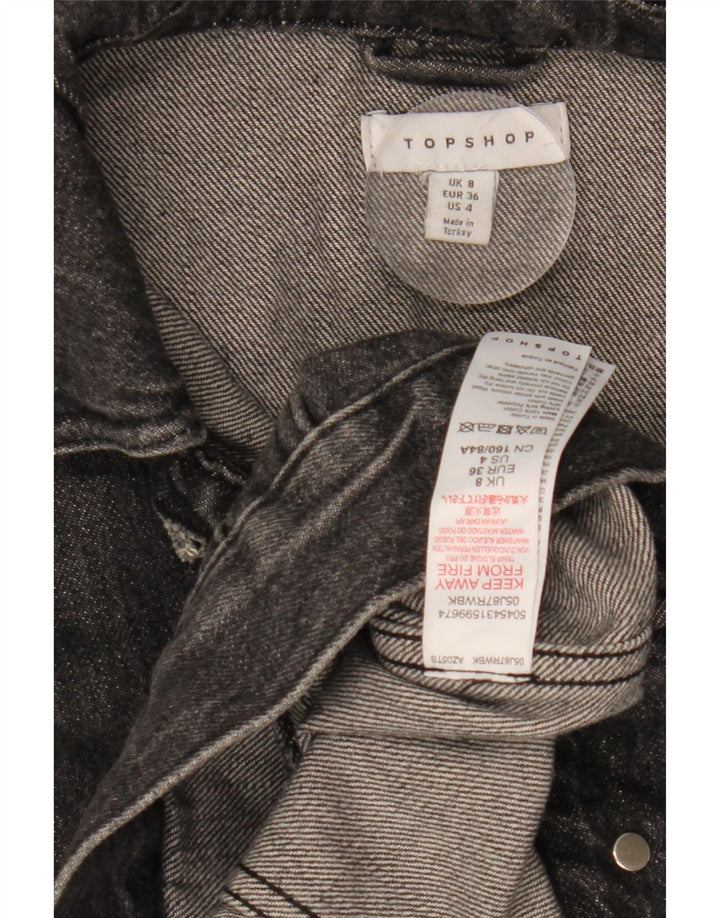 TOPSHOP Dame Oversized denimjakke UK 8 Small Black Bomuld