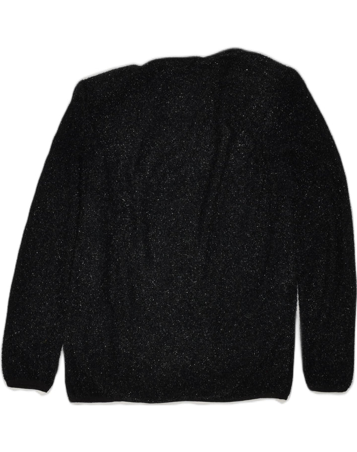 VINTAGE Womens 2 Button Blazer Jacket UK 16 Large Black Flecked Polyester | Vintage Vintage | Thrift | Second-Hand Vintage | Used Clothing | Messina Hembry 