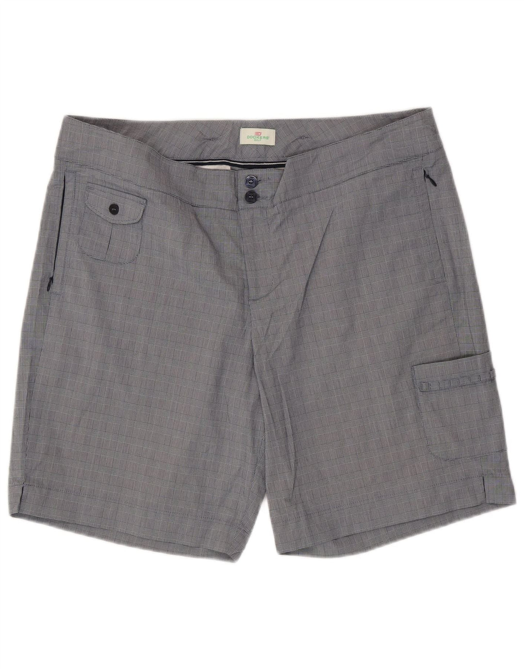 DOCKERS Dame Cargo Shorts US 16 2XL W38 blå ternet bomuld
