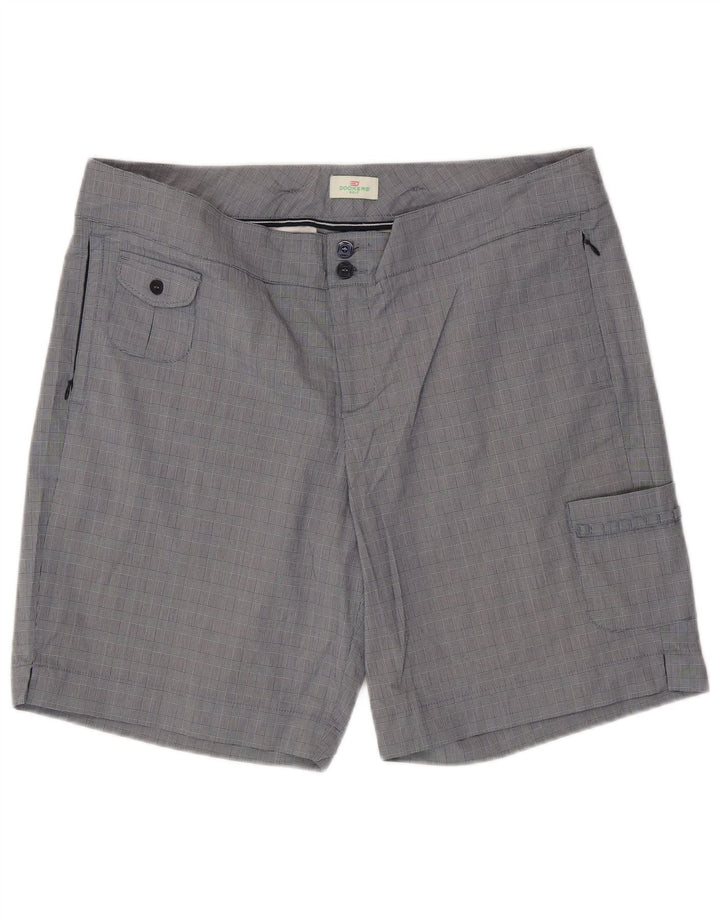 DOCKERS Dame Cargo Shorts US 16 2XL W38 blå ternet bomuld