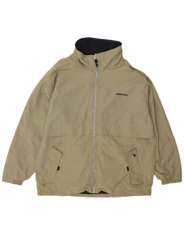 Diadora Regnjakke med hætte til mænd UK 38 Medium Khaki Polyamid