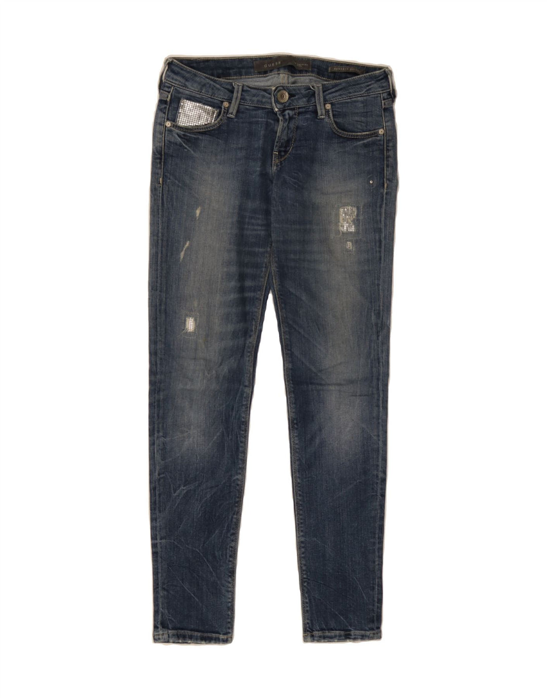 GUESS Womens Distressed Skinny Jeans W28 L29 Blue Cotton Vintage Guess and Second-Hand Guess from Messina Hembry 