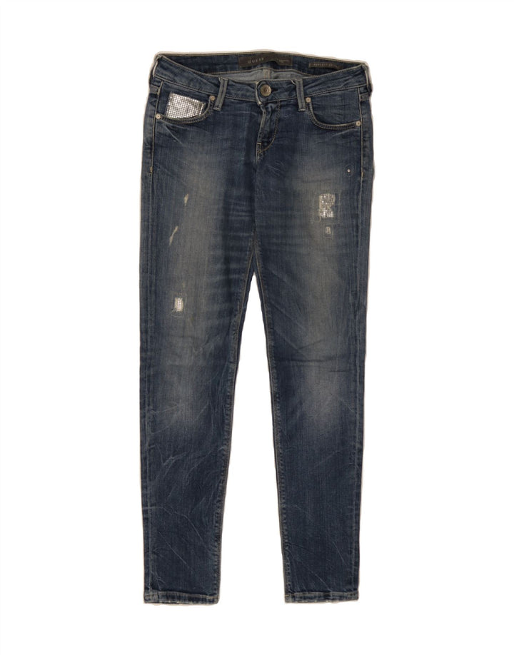 GUESS Womens Distressed Skinny Jeans W28 L29 Blue Cotton Vintage Guess and Second-Hand Guess from Messina Hembry 