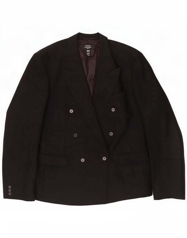 Wellington Herre Double Breasted Blazer Jacket UK 42 XL Sort nålestribe