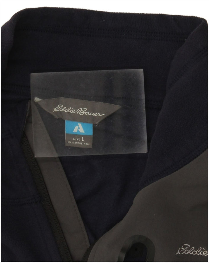 EDDIE BAUER Fleecejakke til mænd UK 40 Large Navy Blue Colourblock