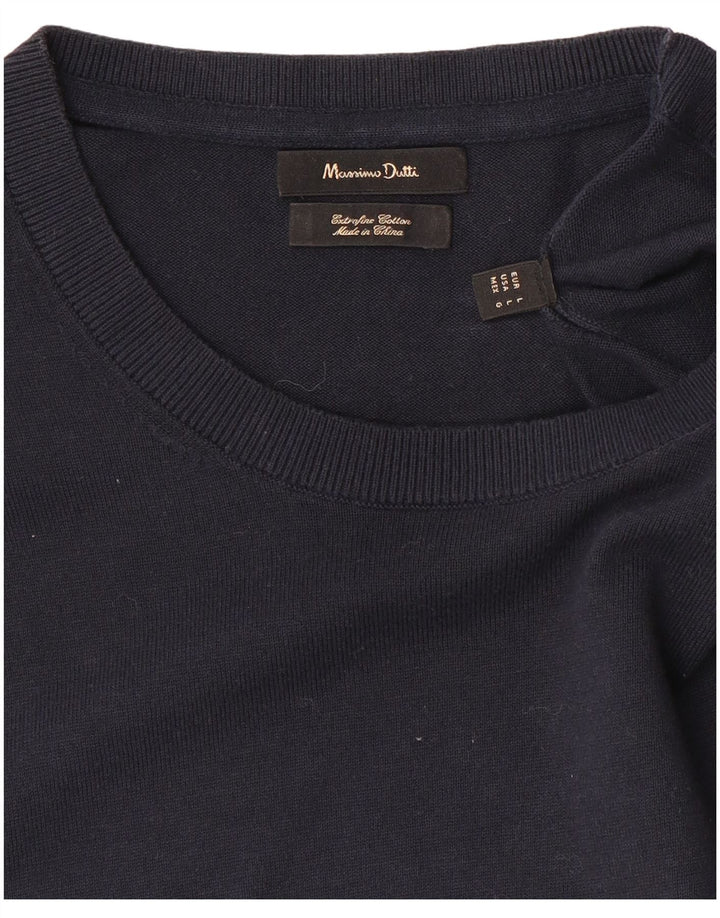 Massimo Dutti Dame Boat Neck Jumper Sweater UK 16 Large Navy Blue