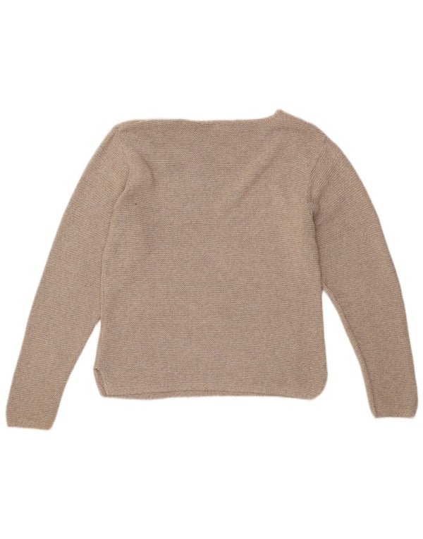 ORVIS Dame V-hals sweater UK 10 Small Beige Bomuld
