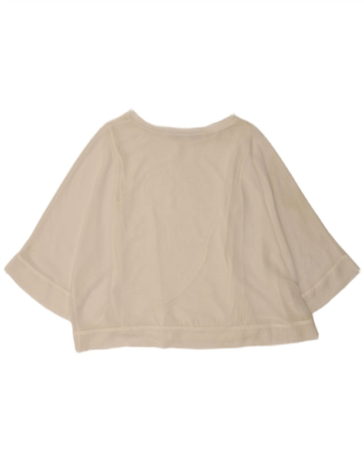 Zara Dame 3/4 ærmet bluse Top UK 14 Medium White Polyester