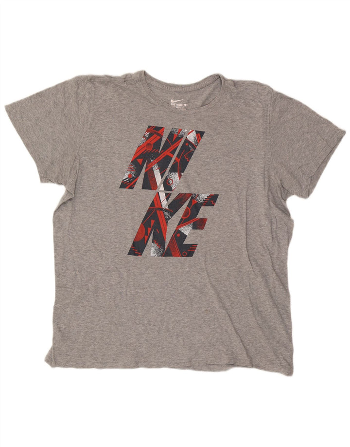 Nike Herre Athletic Cut Grafisk T-Shirt Top 2XL Grå Bomuld