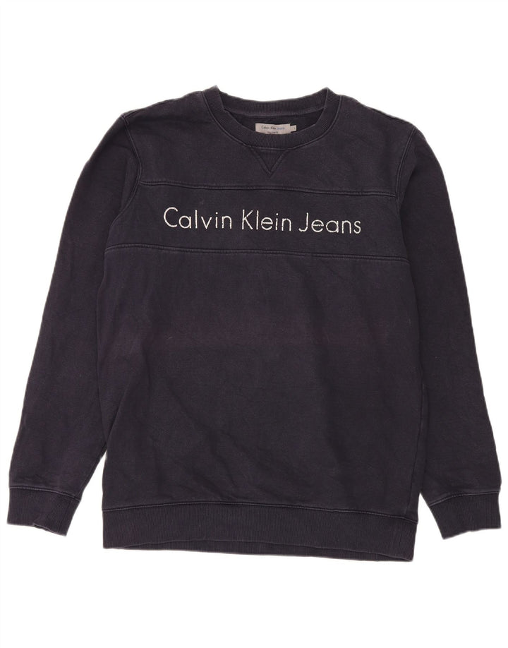 Calvin Klein Jeans Herre Grafisk Sweatshirt Jumper Large Navy Blue