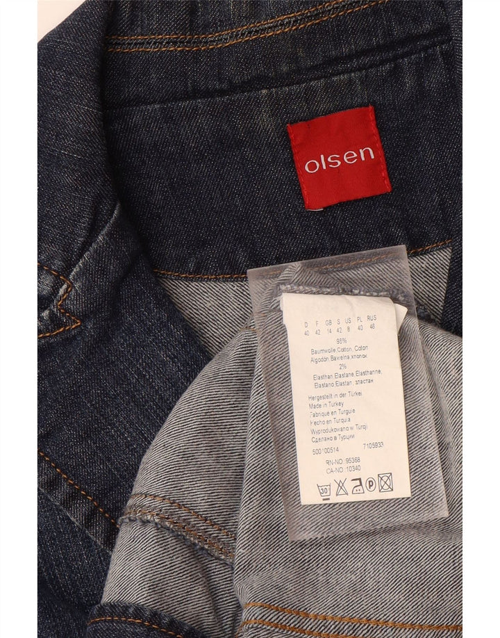 OLSEN Dame 2 Button Denim Blazer Jacket UK 14 Medium Blue Bomuld
