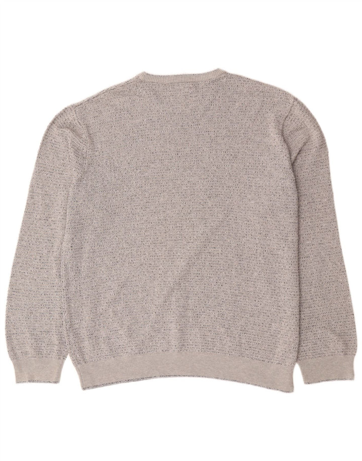 Marks & Spencer Herre sweater med rund hals XL Grå Flecked Bomuld