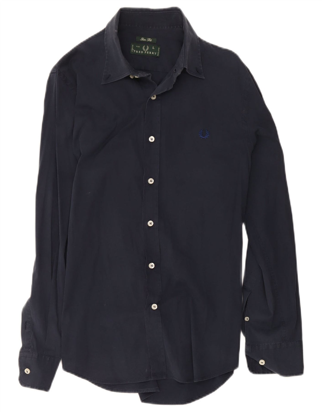 Fred Perry Herre Slim Fit skjorte Stor marineblå bomuld