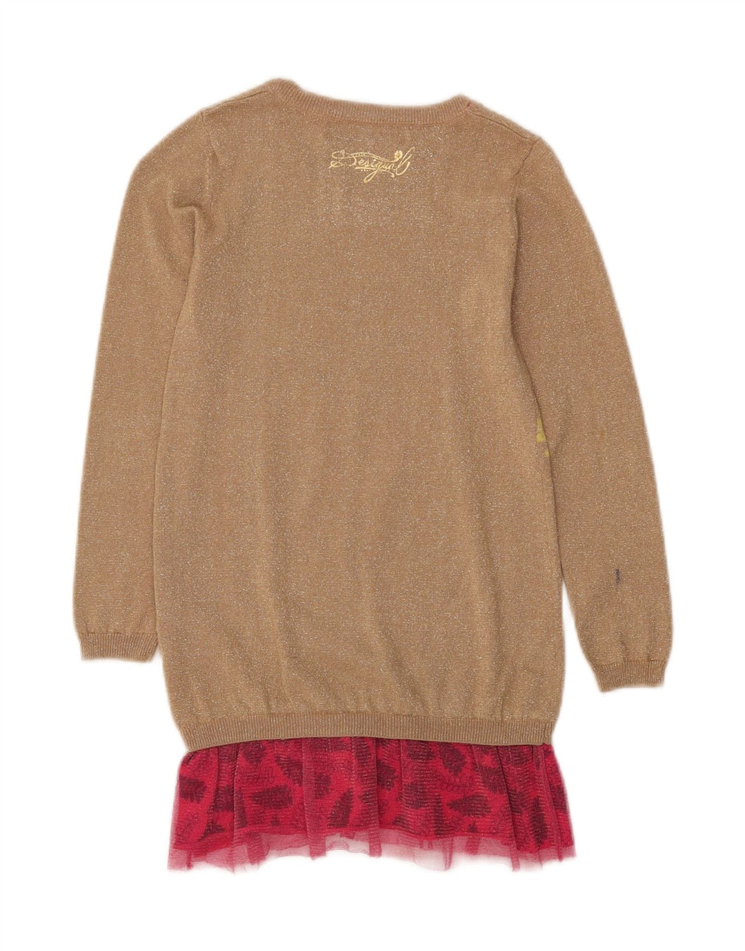 DESIGUAL Piger Grafisk Jumper Kjole 9-10 År Beige Blomster Bomuld