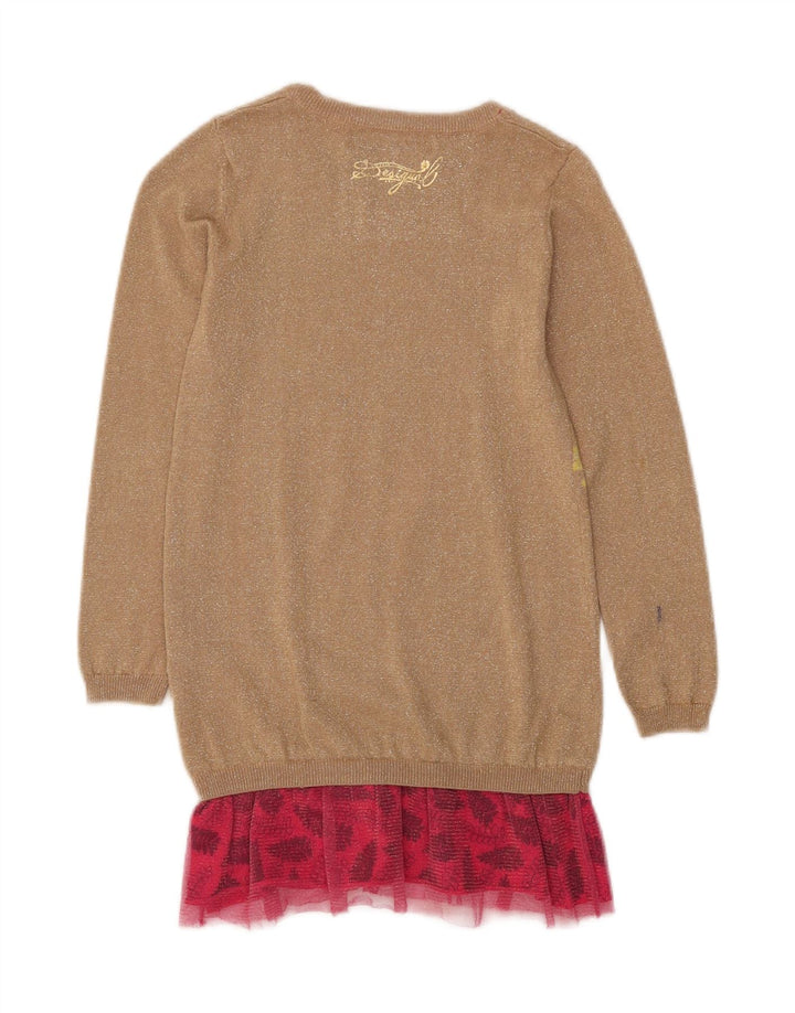 DESIGUAL Piger Grafisk Jumper Kjole 9-10 År Beige Blomster Bomuld