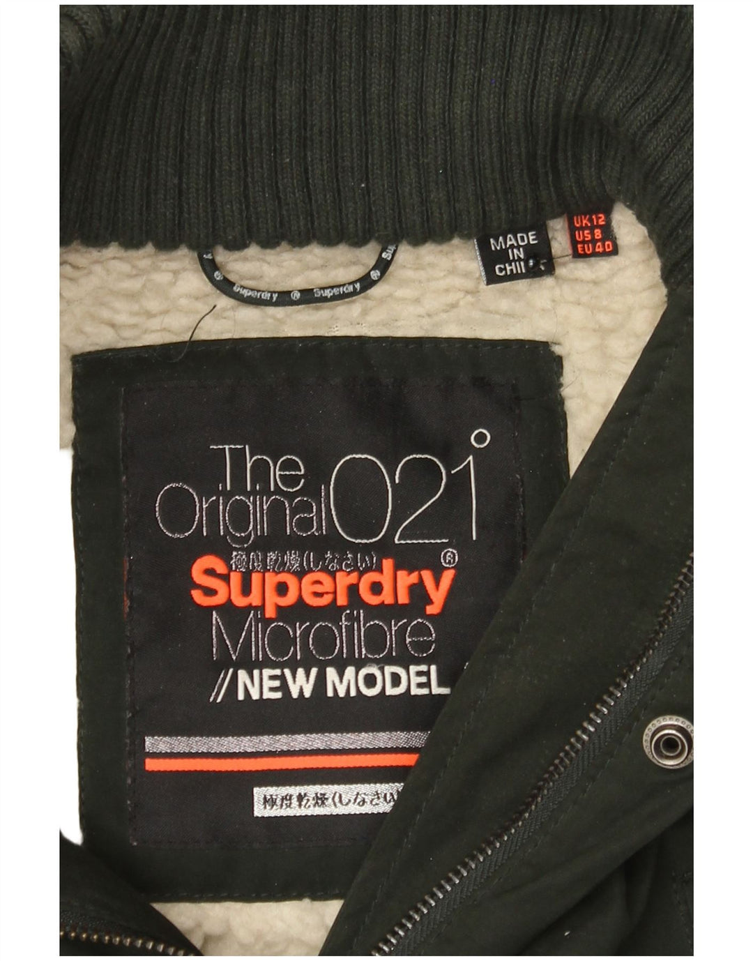 SUPERDRY Sherpa Parkajakke med hætte til kvinder UK 12 Medium Khaki Polyester