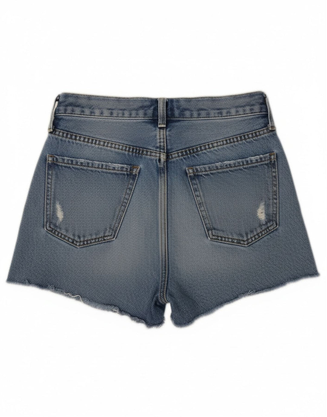 Zara Womens Distressed Denim Shorts EU 34 2XS W24 Blå