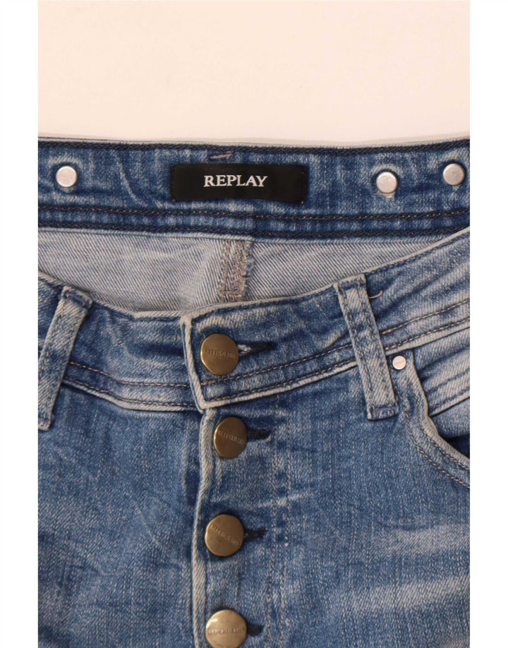 Replay Dame Distressed Skinny Jeans W29 L30 Blå