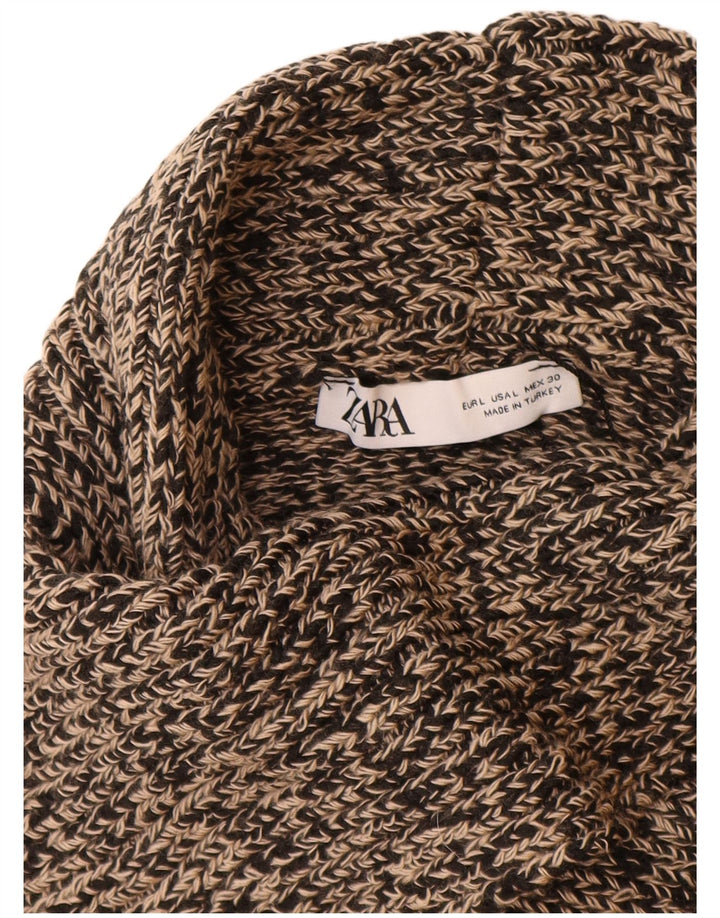 ZARA Dame Turtle Neck Jumper Sweater UK 16 Large Beige Flecked Acryl