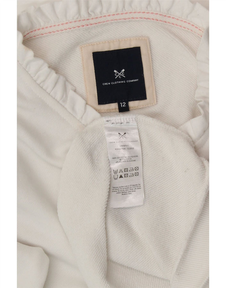 CREW TØJ Dame Sweatshirt Jumper UK 12 Medium Hvid Bomuld